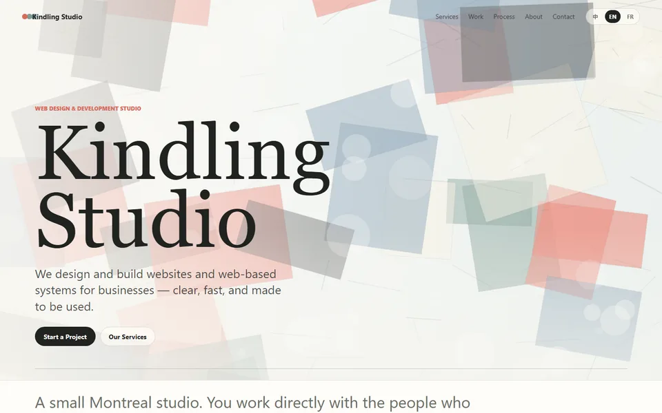 Kindling Studio homepage